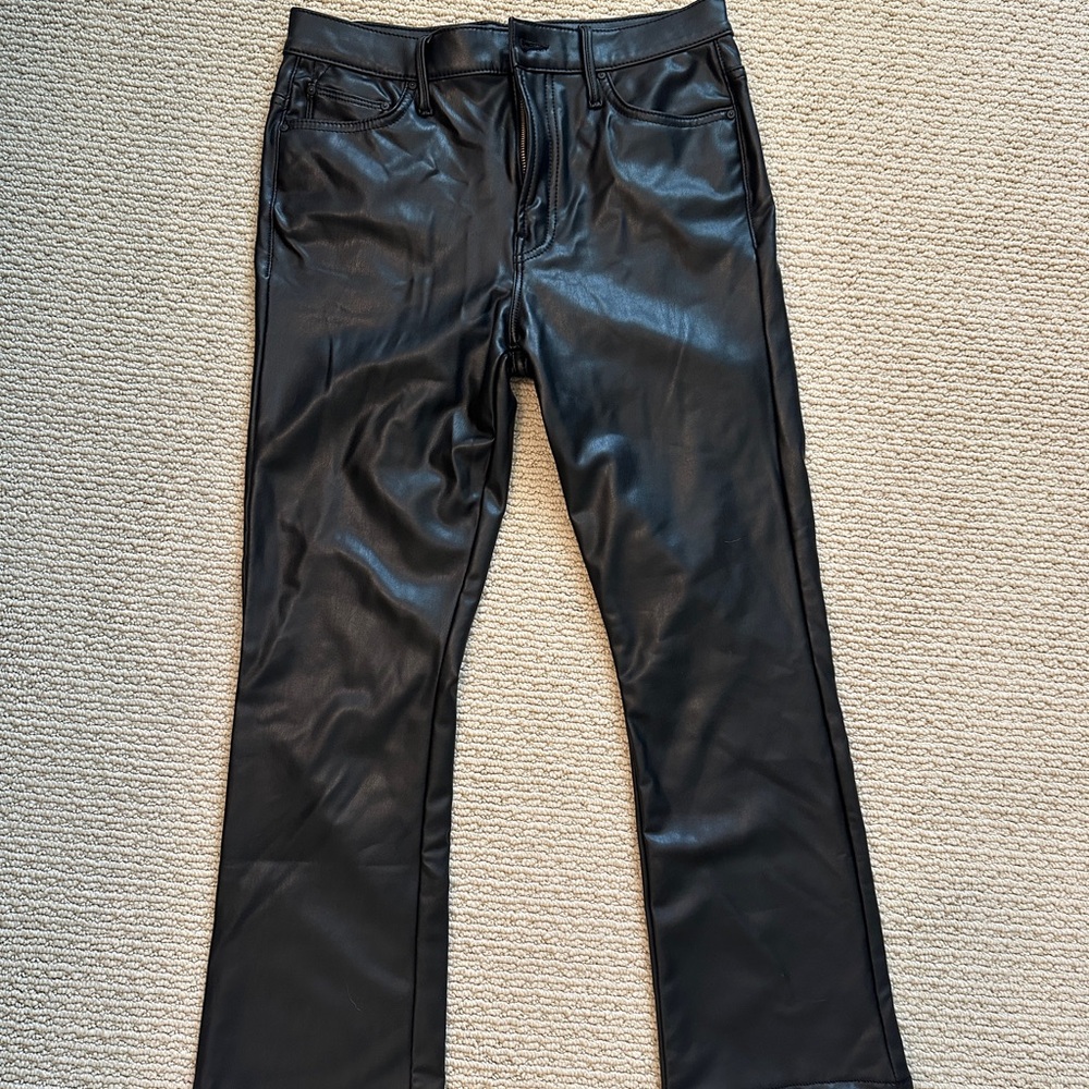 MOTHER Black Bootcut Jeans with Glossy Finish